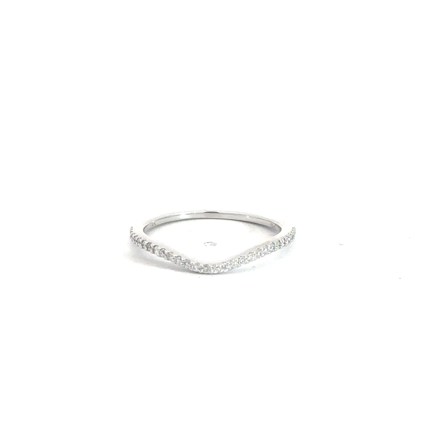 14k White Gold Diamond Contour Band 1/5cttw