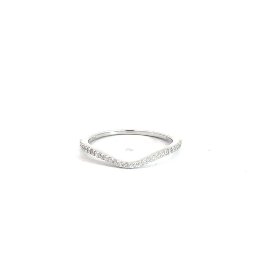 14k White Gold Diamond Contour Band 1/5cttw