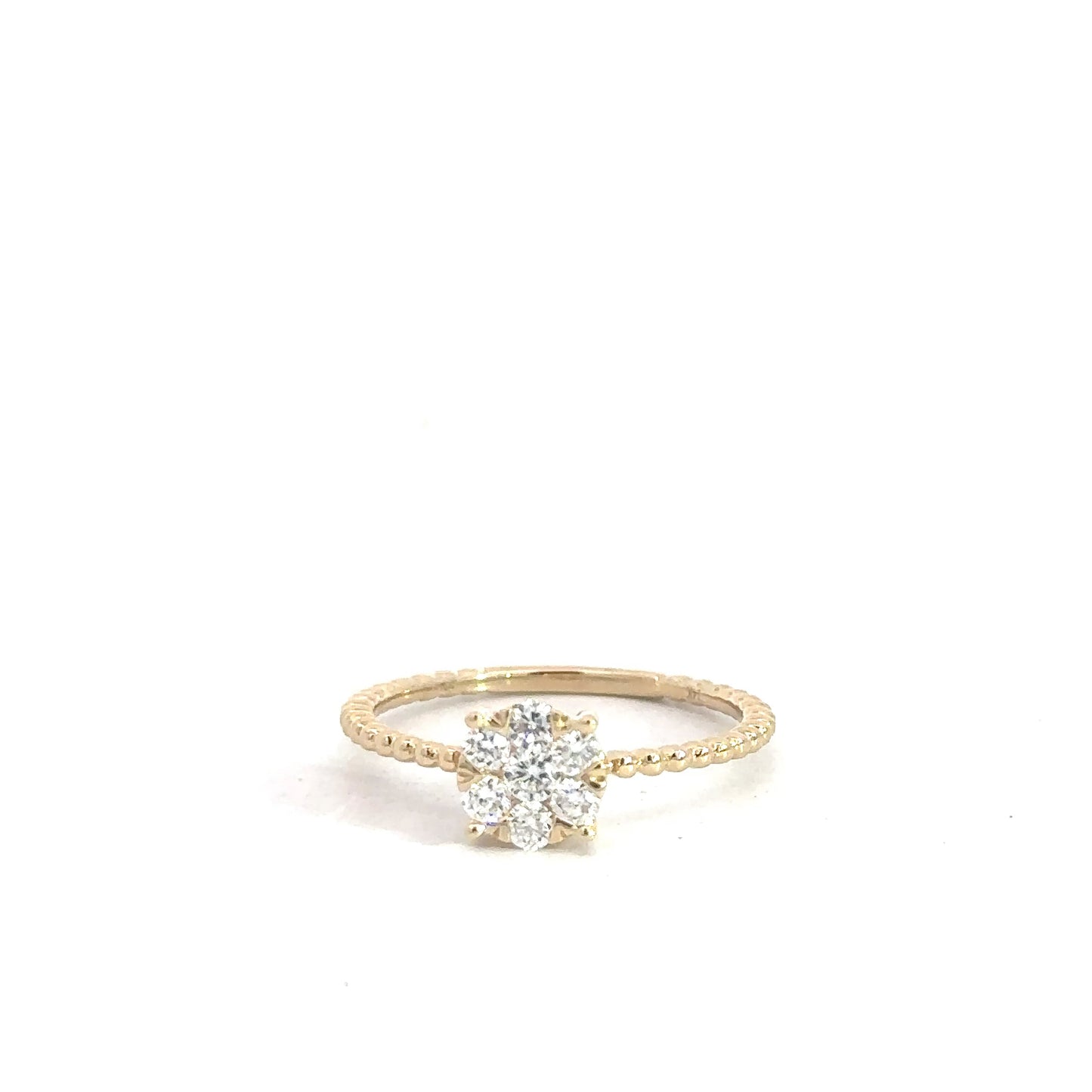 14k Yellow Gold Diamond Cluster Fashion Ring