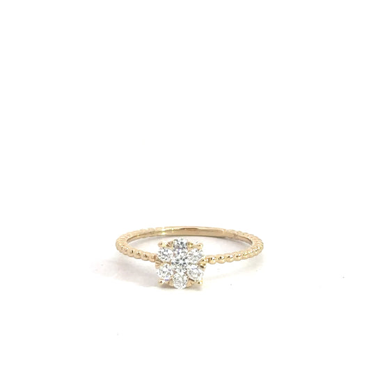 14k Yellow Gold Diamond Cluster Fashion Ring