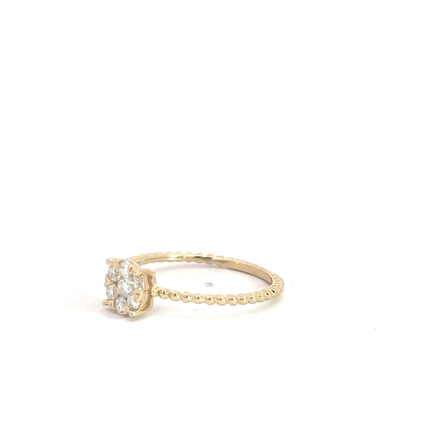 14k Yellow Gold Diamond Cluster Fashion Ring