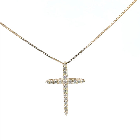 14k Yellow Gold Diamond Cross 1/3cttw