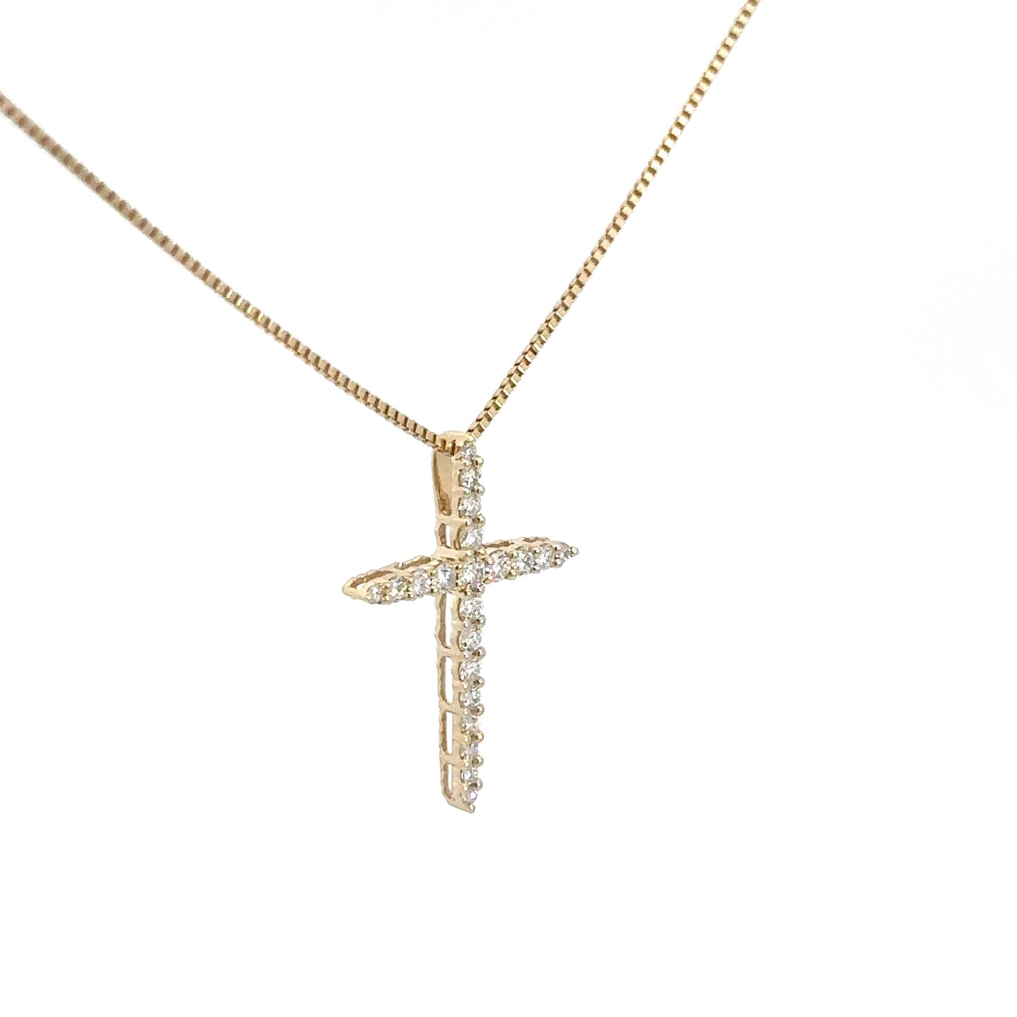 14k Yellow Gold Diamond Cross 1/3cttw