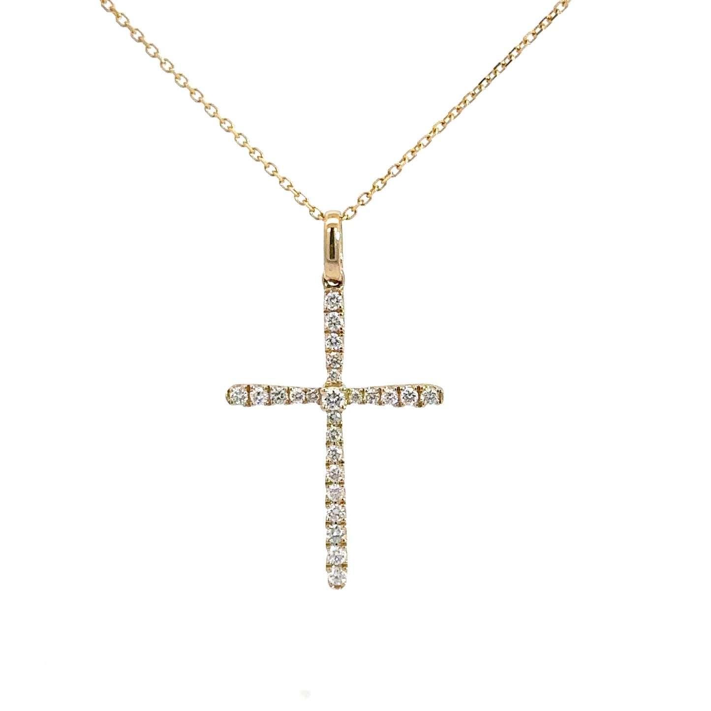 14k Yellow Gold Diamond Cross 1/4cttw