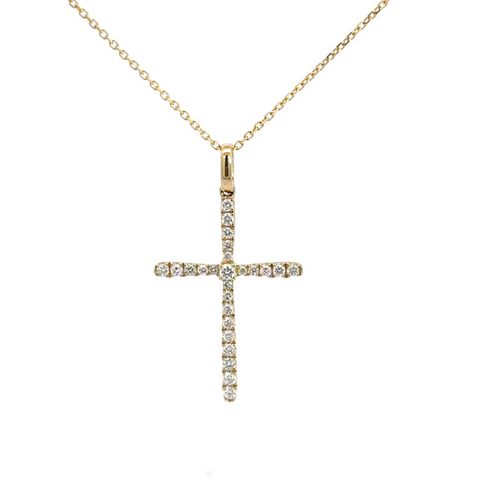 14k Yellow Gold Diamond Cross 1/4cttw