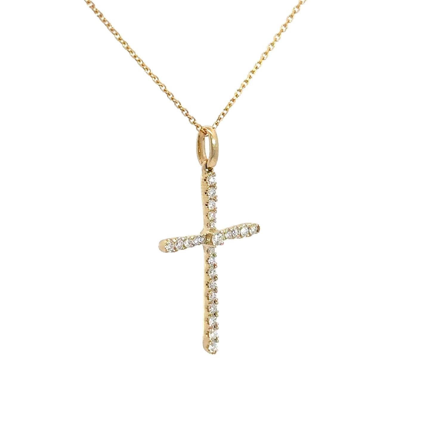 14k Yellow Gold Diamond Cross 1/4cttw