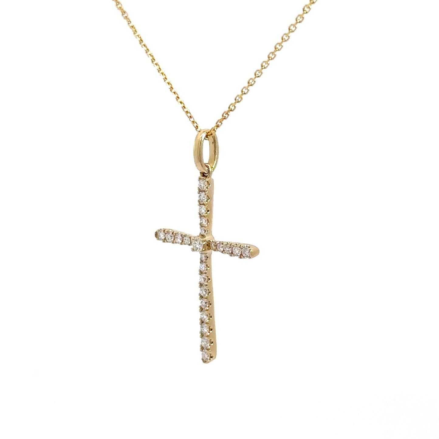 14k Yellow Gold Diamond Cross 1/4cttw