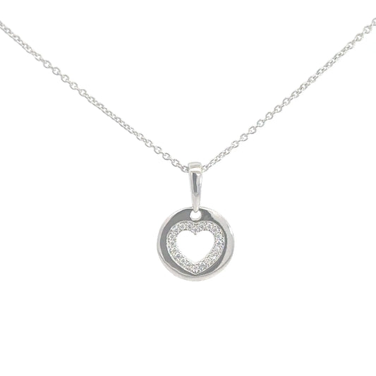 Sterling Silver Simulated Diamond Heart Pendant