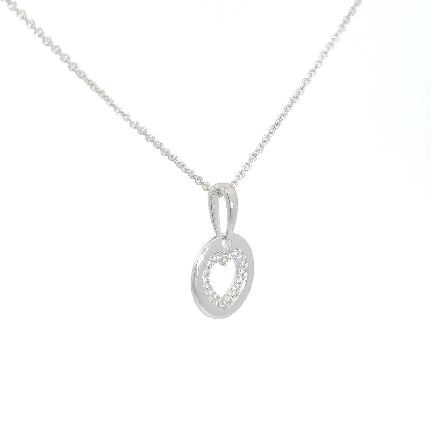 Sterling Silver Simulated Diamond Heart Pendant