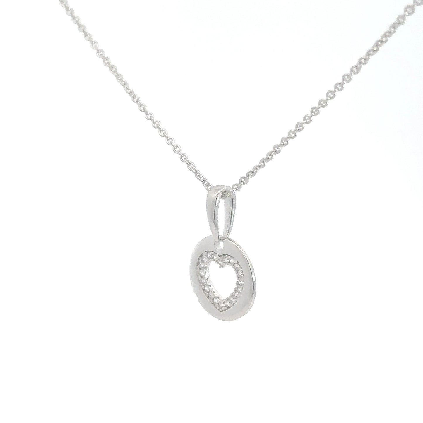 Sterling Silver Simulated Diamond Heart Pendant