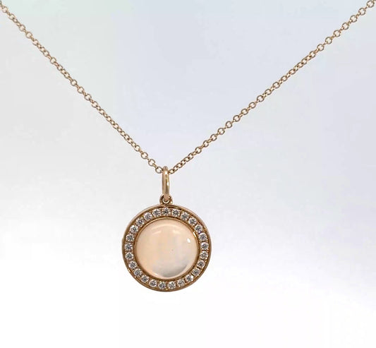 14k Yellow Gold Mother of Pearl & Diamond Pendant