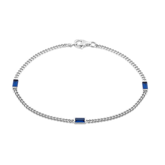 Sterling Silver Blue Spinel Curb Bracelet