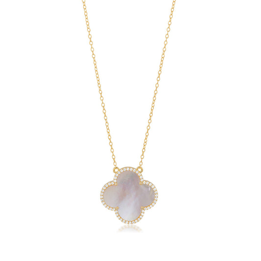 Gold Plated Mother of Pearl Clover Pendant