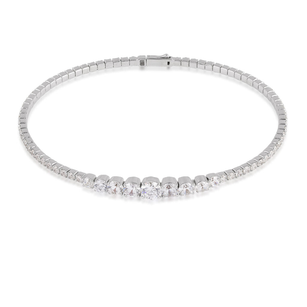 Sterling SIlver CZ Flexi-Bangle