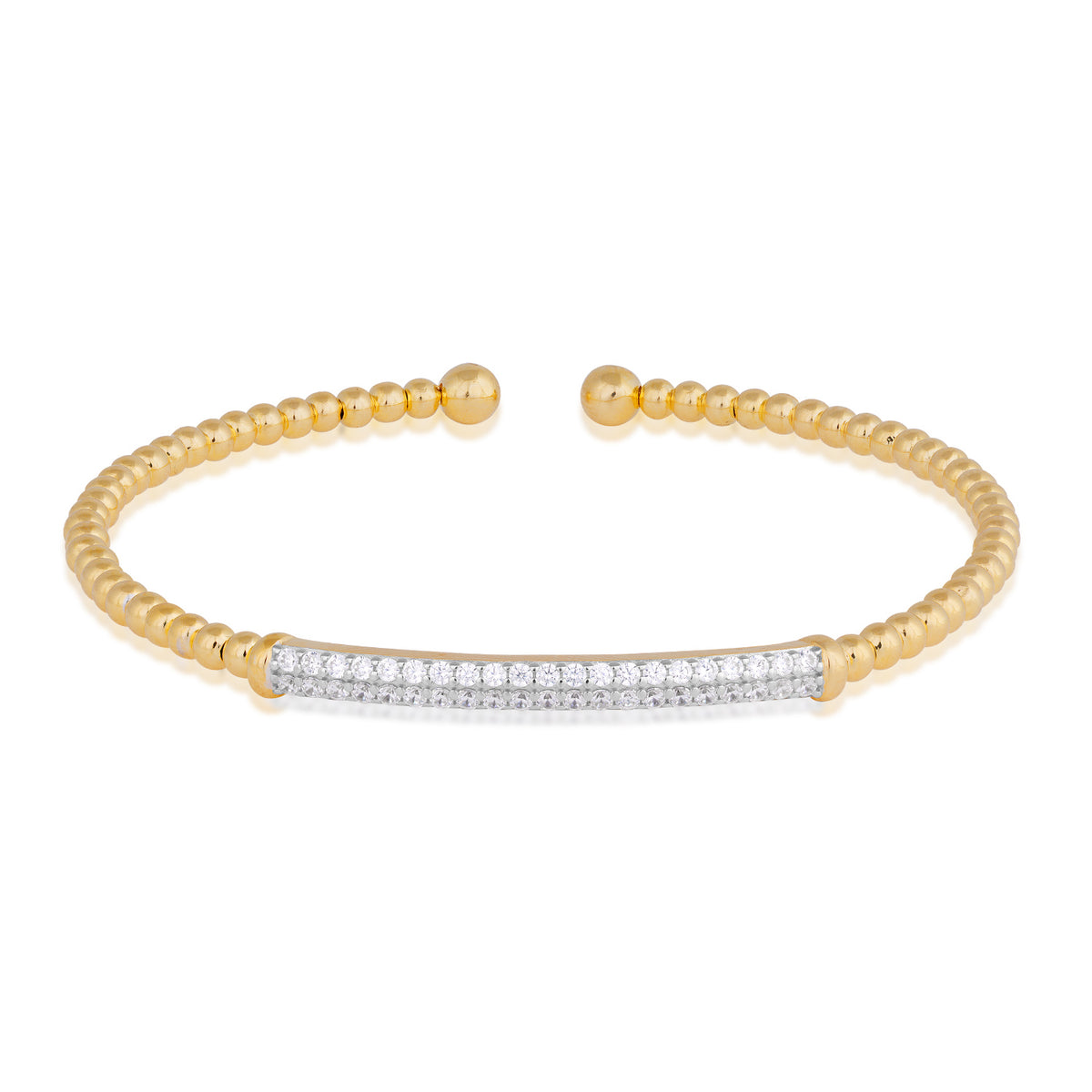 Gold Plated Beaded Cuff Bracelet