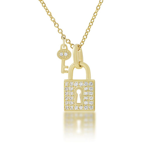 Gold Plated Padlock & Key Pendant