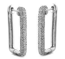14k White Gold Diamond Square Hoops 1/2cttw
