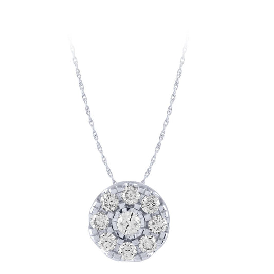 14k White Gold Diamond Cluster Pendant 1/2cttw