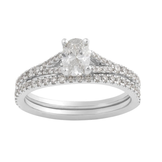 14k White Gold Diamond Bridal Set 9/10cttw