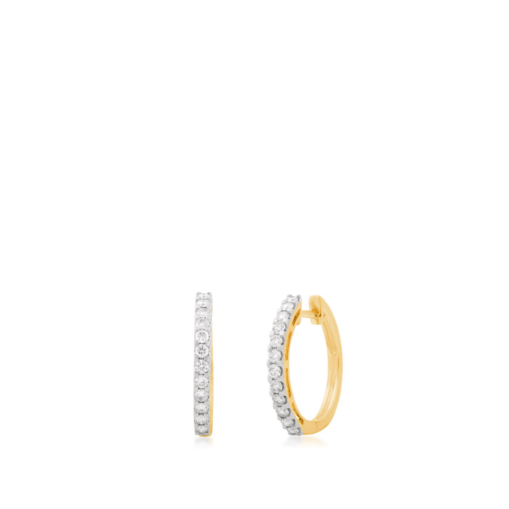 14k Yellow Gold Diamond Hoops 1/4cttw