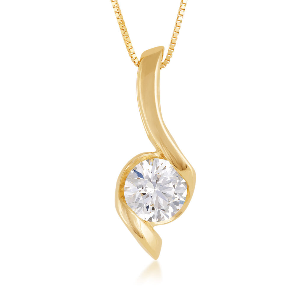 14k Yellow Gold Sirena Signature Pendant 1cttw Lab Diamond