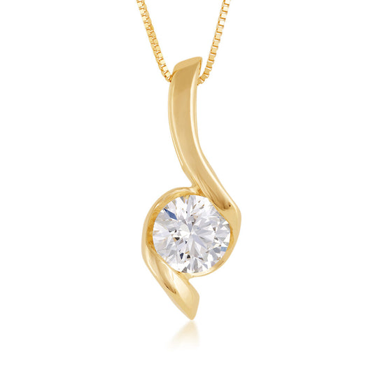 14k Yellow Gold Sirena Signature Pendant 1cttw Lab Diamond