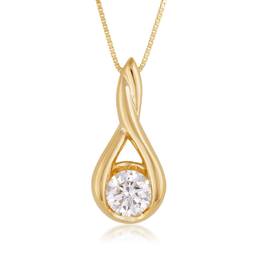 14k Yellow Gold Lab Grown Diamond Twist Pendant 1cttw