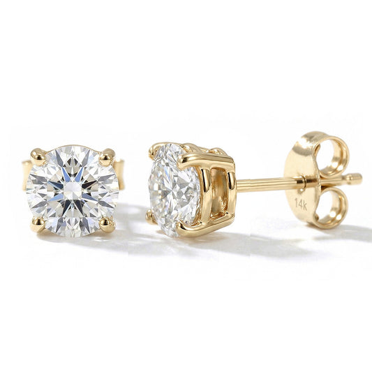 14k Yellow Gold Lab Grown Stud Earrings 1.50cttw