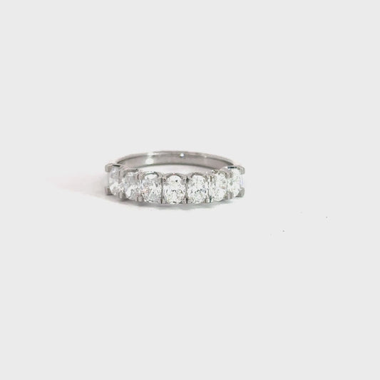 Lady's 14k White Gold Oval Lab Grown Diamond Band 1.06cttw