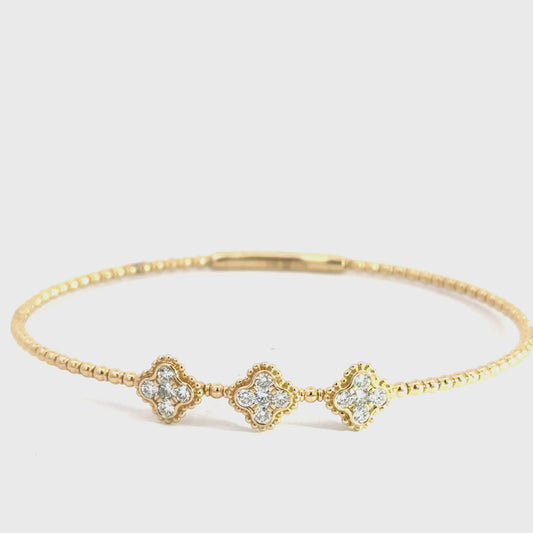 14k Yellow Gold Clover Diamond Bracelet .54cttw