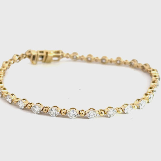 14k Yellow Gold Diamond Bracelet 3.99cttw