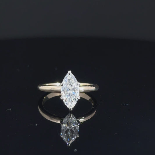 14k Yellow Gold Lab Grown Marquise Diamond Solitaire Ring 1.53cttw