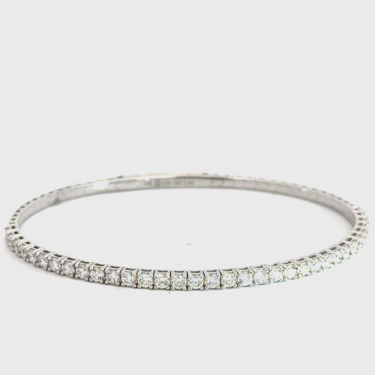 14k White Gold Diamond Flexi Bangle 1.96cttw