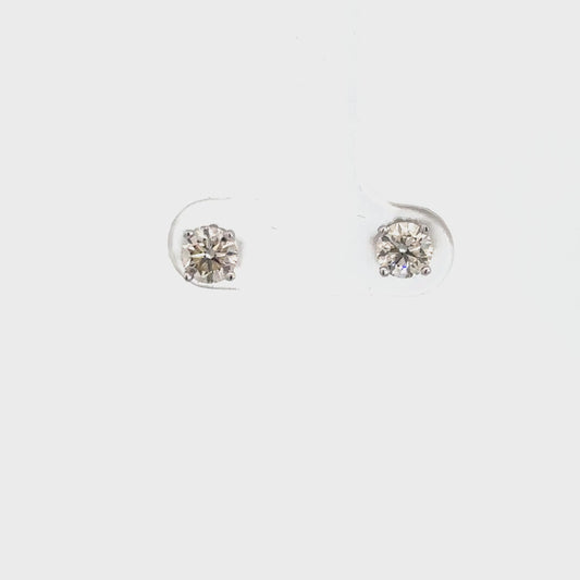 14k White Gold Diamond Studs .88cttw