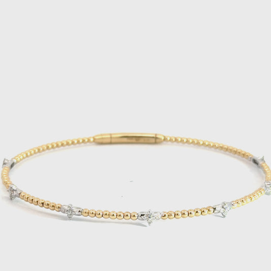 14k Yellow & White Gold Fashion Diamond Bangle .17cttw