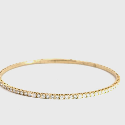 14k Yellow Gold Diamond Flexi Bangle 1cttw