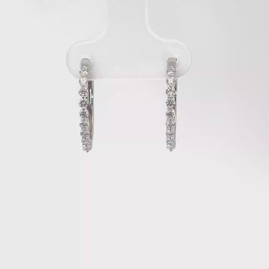14k White Gold Diamond Hoop Earrings .50cttw
