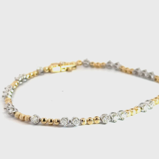 14k Yellow & White Gold Diamond Bracelet .90cttw