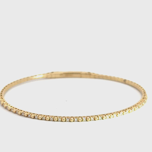 14k Yellow Gold Diamond & Beaded Flexi Bangle