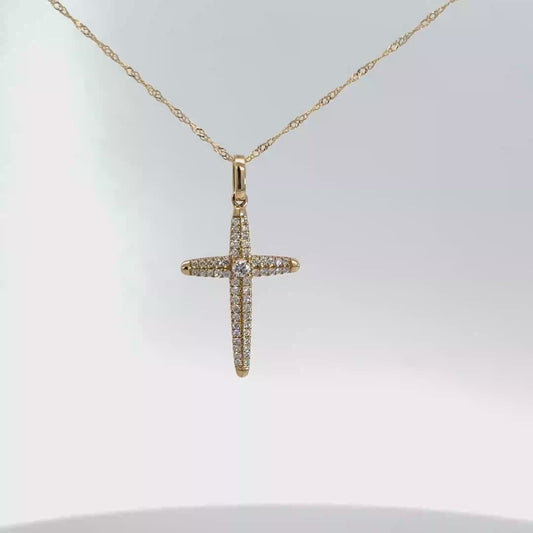 Yellow Gold Diamond Cross .25cttw