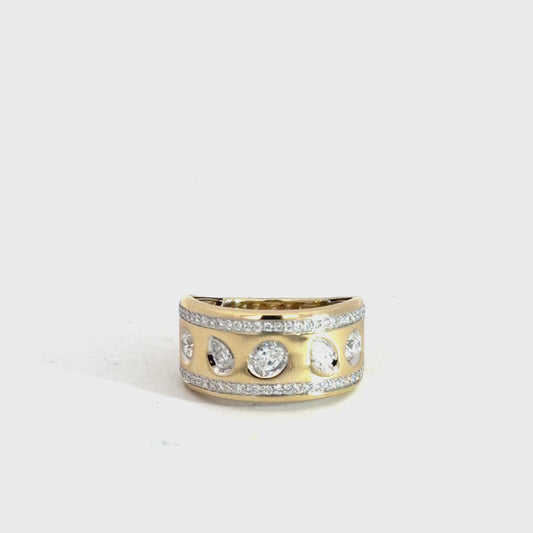 14k Yellow Gold Multi Shape Diamond Band .89cttw