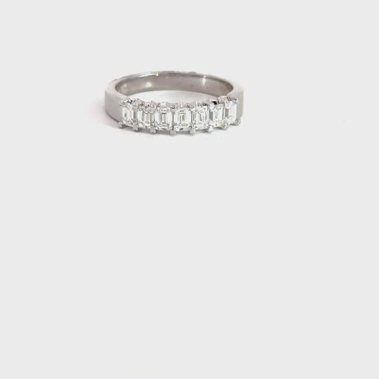 Lady's 14k White Gold Emerald Cut Diamond Band 1cttw