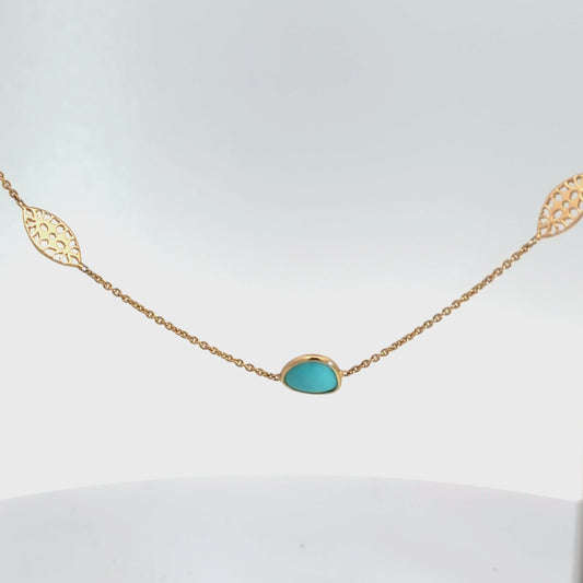 14k Yellow Turquoise and Gold Necklace