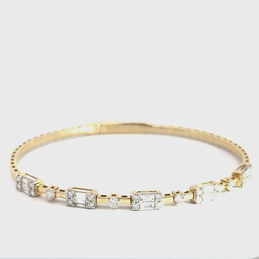 14k Yellow Gold Baguette & Round Diamond Bracelet 1.24cttw