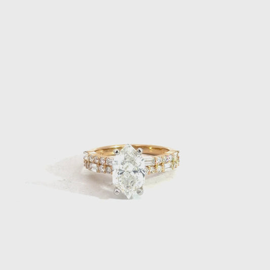 14k Yellow Gold Lab Grown Dutch Marquise Engagement Ring 3.02cttw