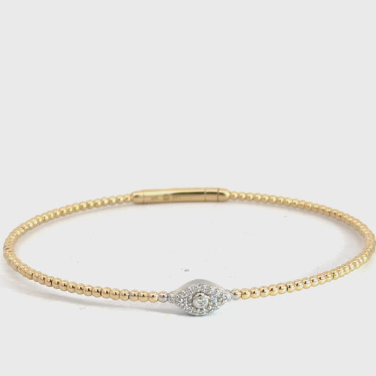 14k Yellow Gold Diamond Fashion Flexi Bangle