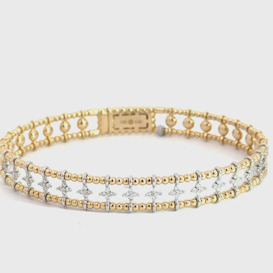 14k Yellow & White Gold Diamond Fashion Bangle .40cttw