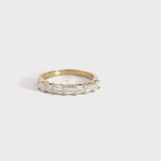 Lady's 14k Yellow Gold Emerald Cut Diamond Band 1cttw