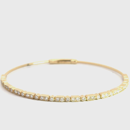 14k Yellow Gold Diamond Flexi Bangle .95cttw